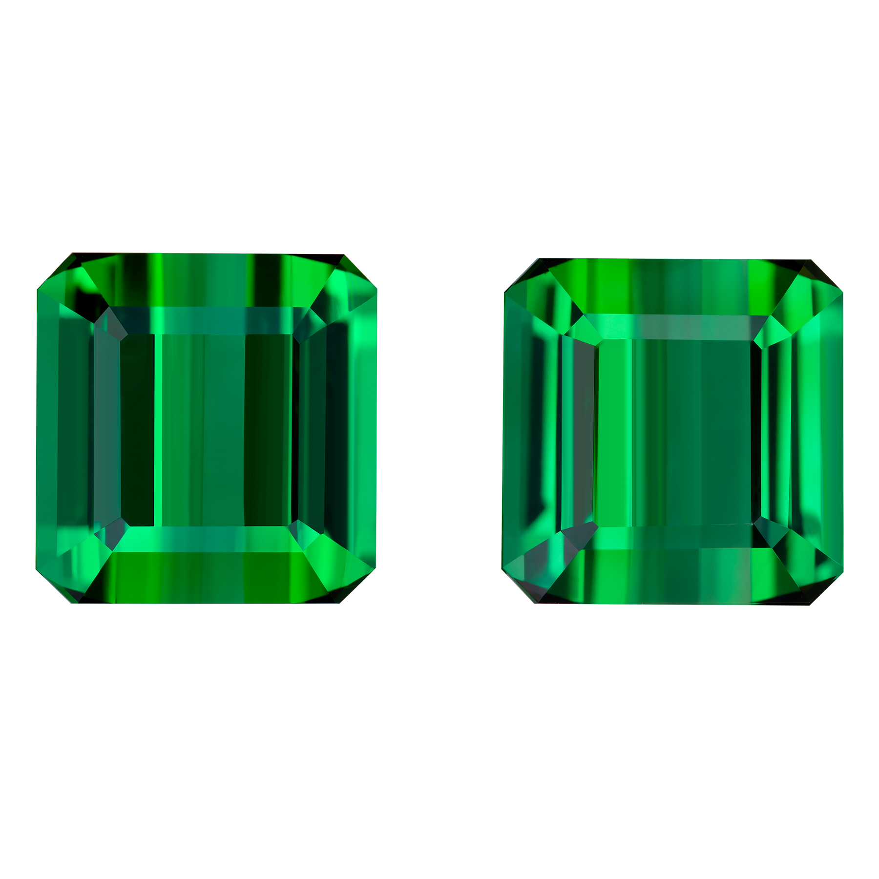 Сет из двух турмалинов верделитов, Октагон, 2 шт. 27,94 ct