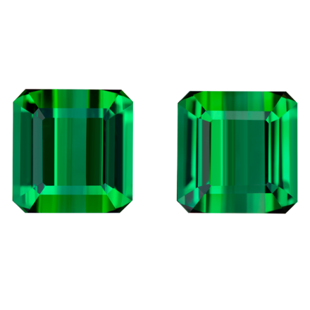 Сет из двух турмалинов верделитов, Октагон, 2 шт. 27,94 ct 1