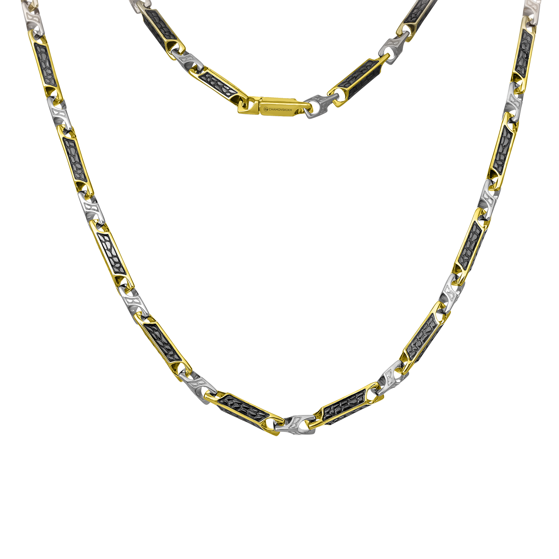 Цепь с бриллиантом, жёлтое и белое золото