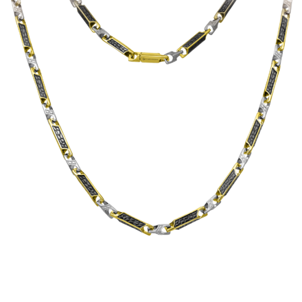 Цепь с бриллиантом, жёлтое и белое золото