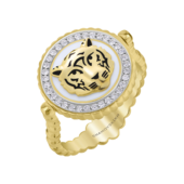 Кольцо с бриллиантами, жёлтое золото, н.керамика