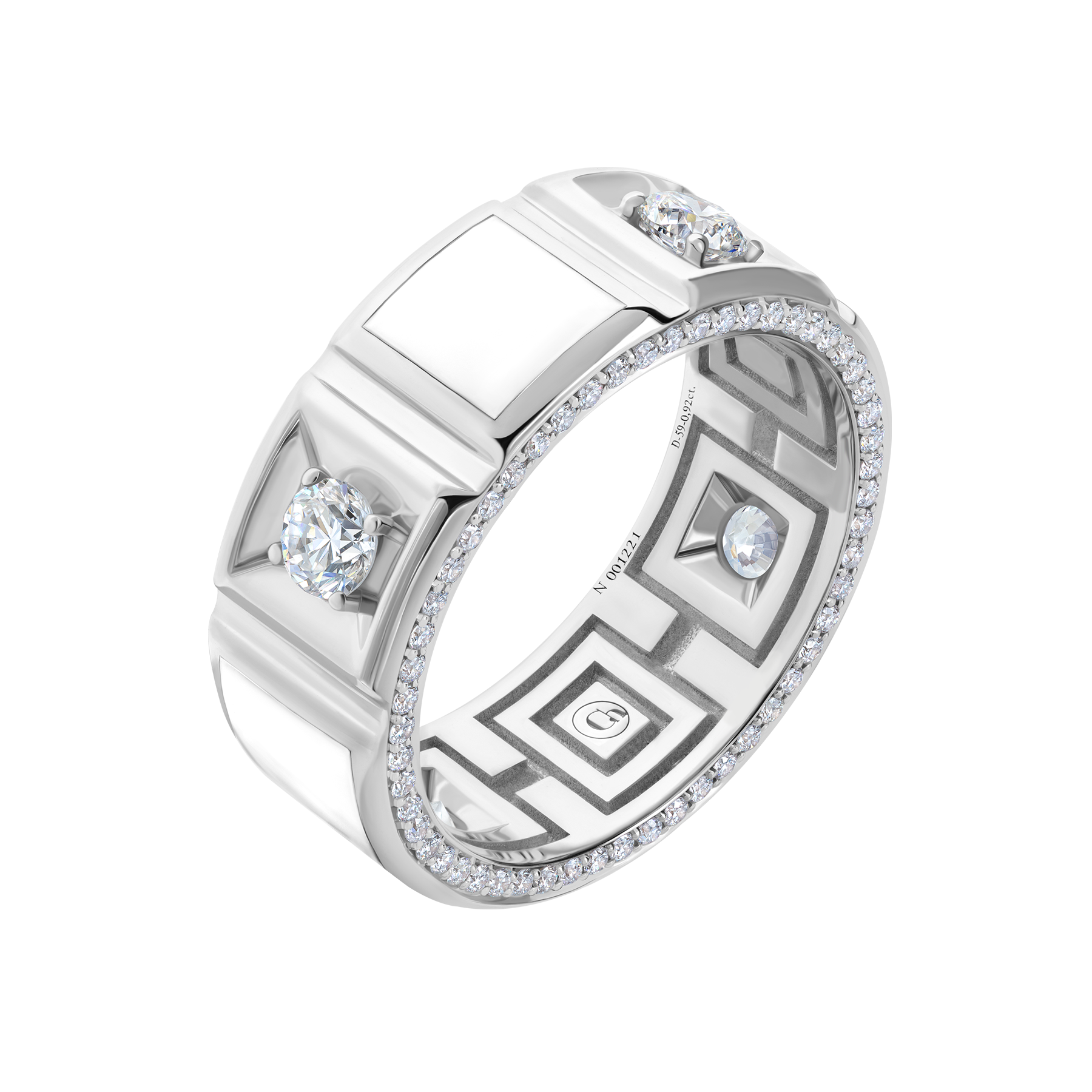 Кольцо с бриллиантами, белое золото, н.керамика