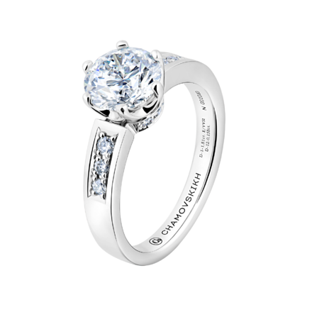 Обручальное кольцо с бриллиантами, платина