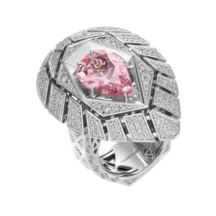 Кольцо с морганитом и бриллиантами, белое золото