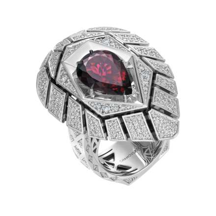 Кольцо с турмалином и бриллиантами, белое золото