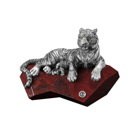 Настольная скульптура «Тигр с тигрёнком»