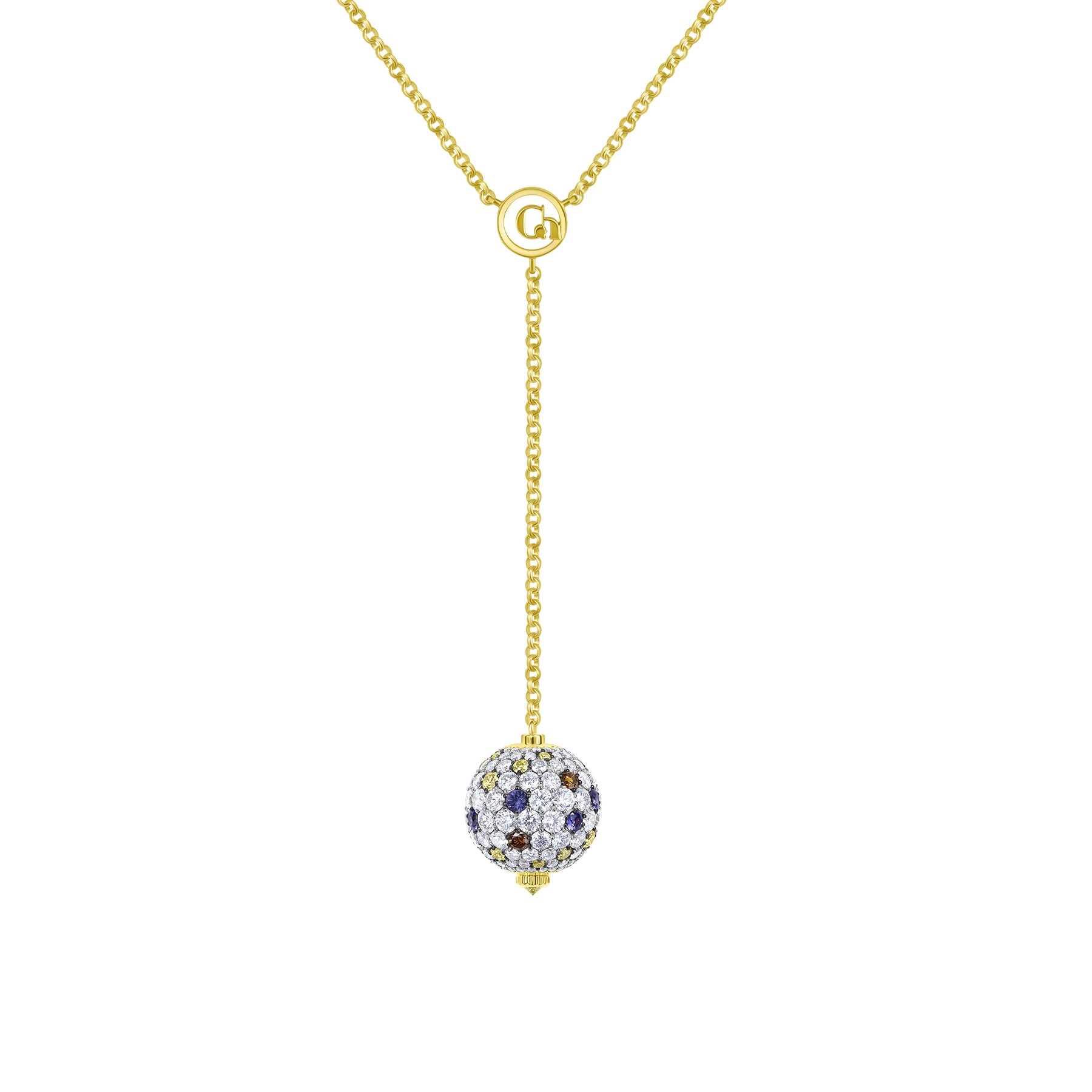 Колье с бриллиантами и сапфирами, жёлтое золото