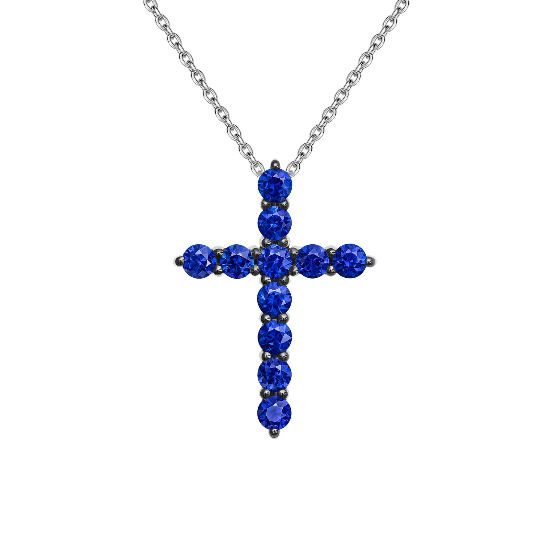 Колье с сапфирами и бриллиантом, белое золото