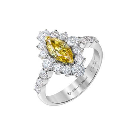 Кольцо с бриллиантами, белое золото