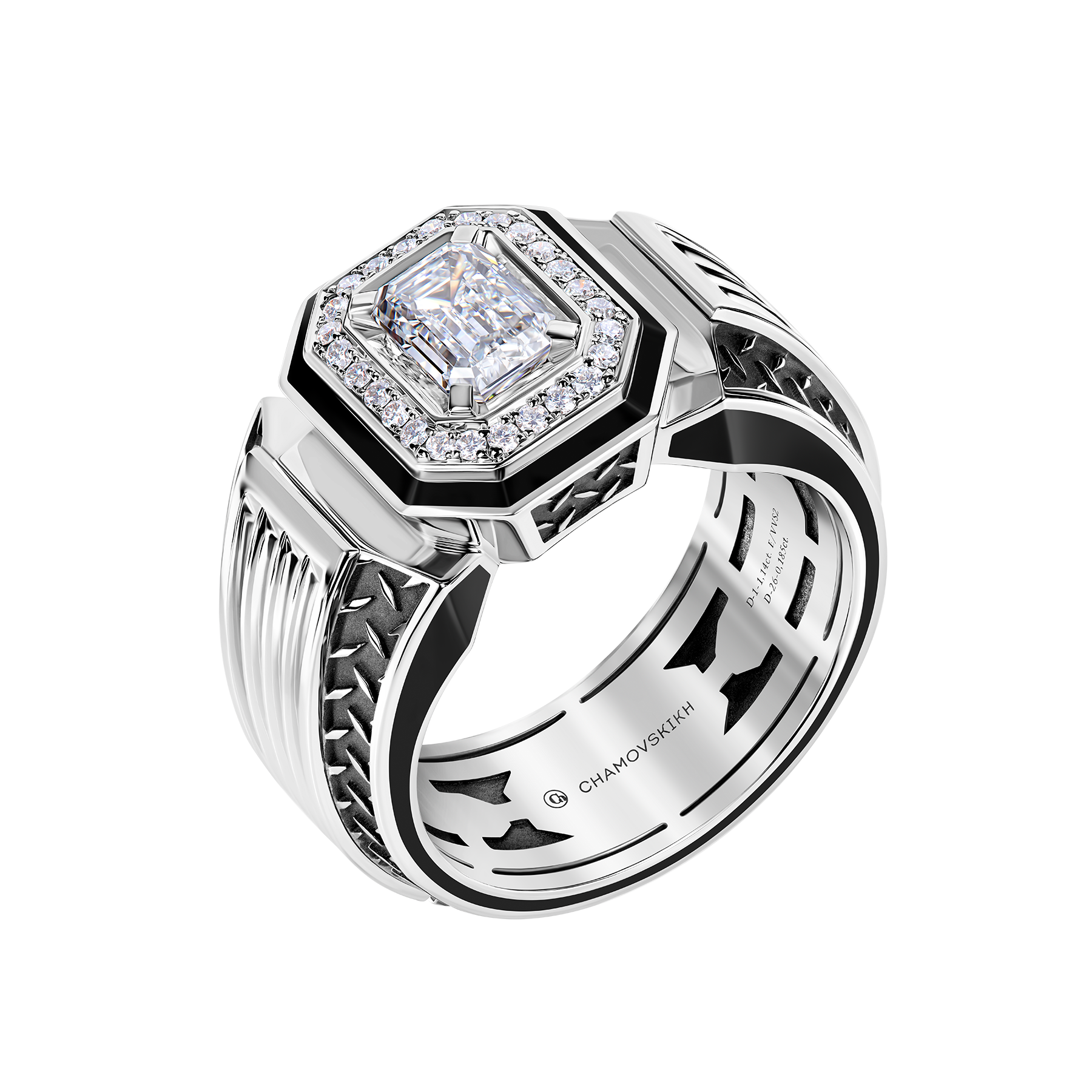 Кольцо с бриллиантами, белое золото, н. керамика