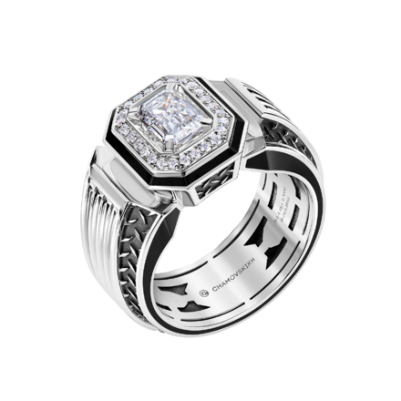 Кольцо с бриллиантами, белое золото, н. керамика