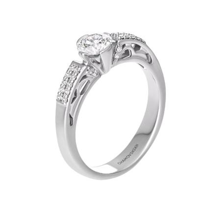 Обручальное кольцо с бриллиантами, белое золото