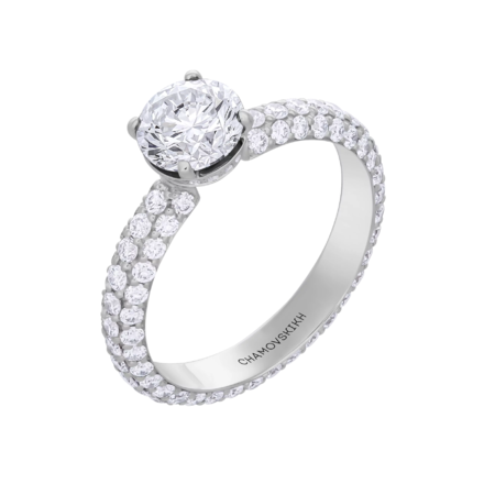 Помолвочное кольцо с бриллиантами, платина