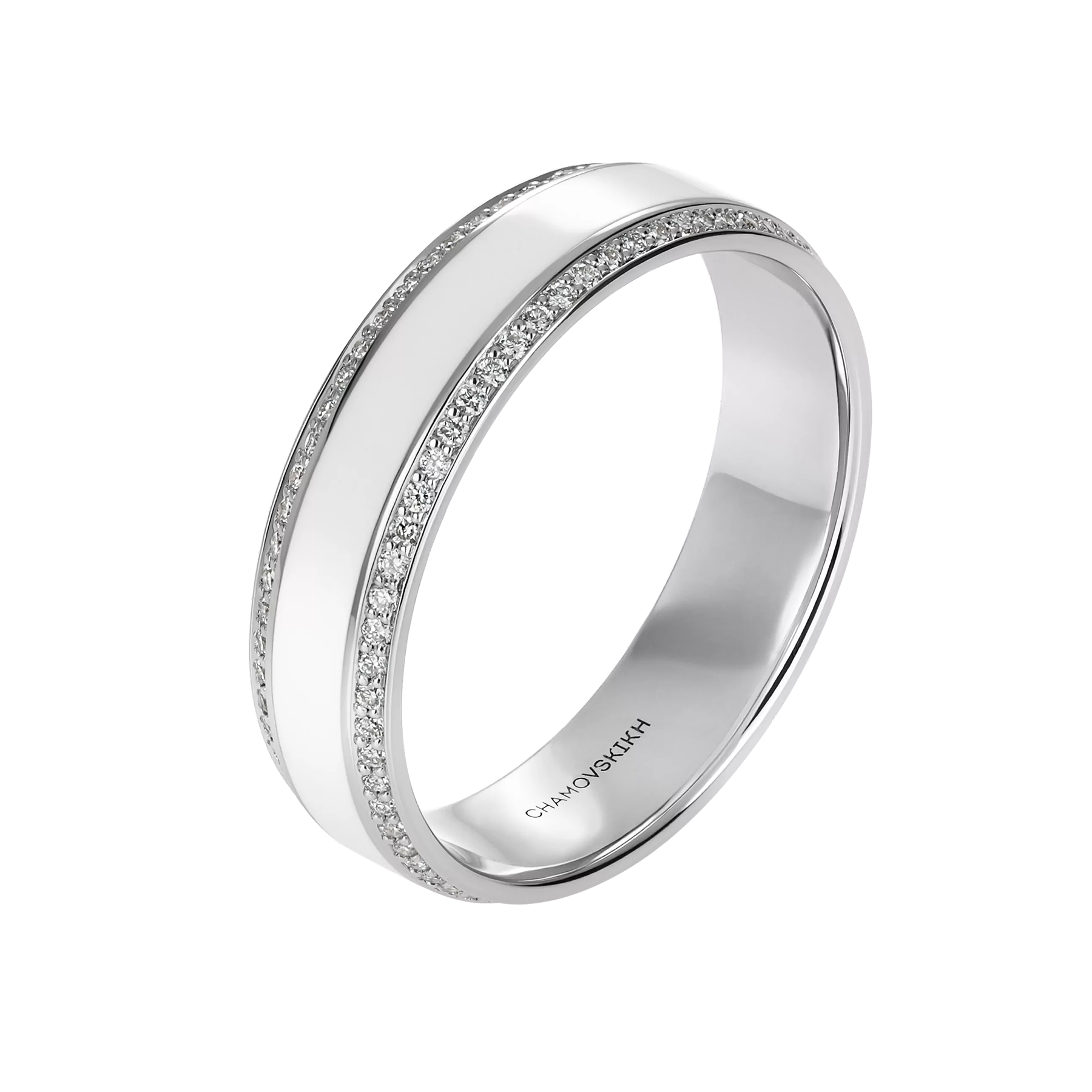 Кольцо с бриллиантами, белое золото, н.керамика