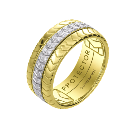 Обручальное кольцо с бриллиантами, желтое золото