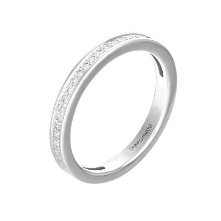 Обручальное кольцо с бриллиантами, белое золото