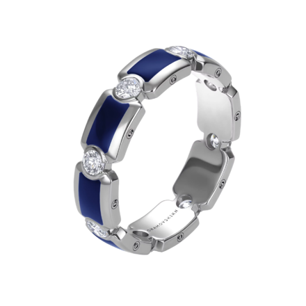 Обручальное кольцо с бриллиантами, белое золото, н.керамика