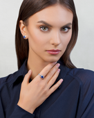 Пусеты с сапфирами, белое золото