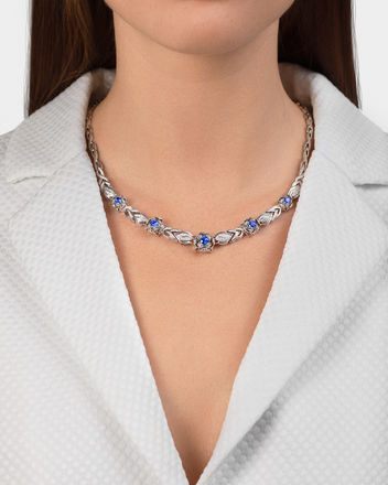Колье с сапфирами и бриллиантами, белое золото 2