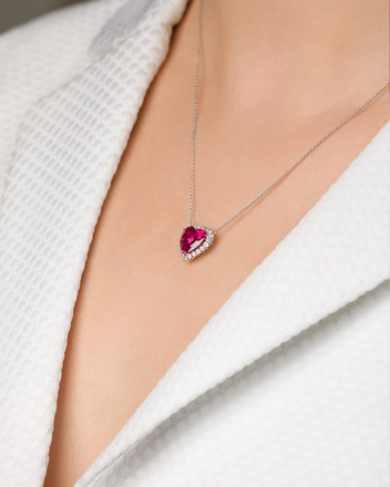 Колье с турмалином рубеллитом и бриллиантами, белое золото 3