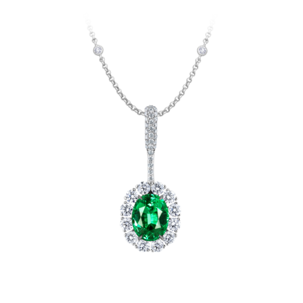 Подвес с изумрудами и бриллиантами, белое золото 2