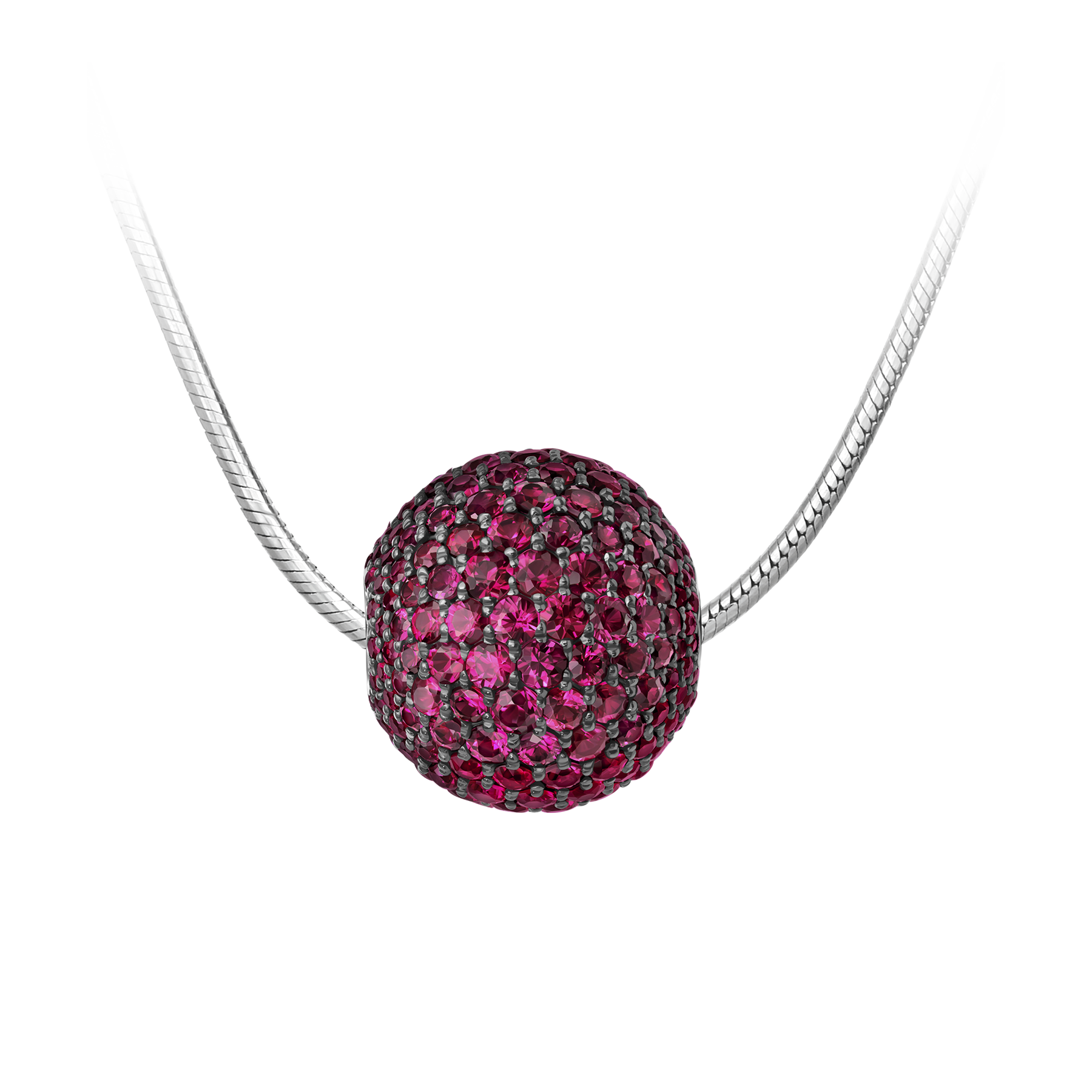 Подвес с рубинами, белое золото