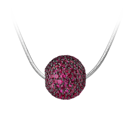 Подвес с рубинами, белое золото