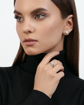 Кольцо с бриллиантами, желтое золото 2