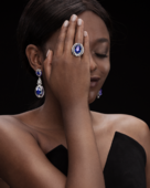 Серьги с сапфирами и бриллиантами, белое золото