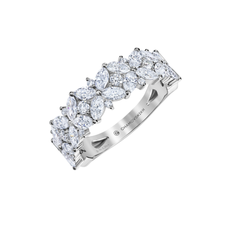 Обручальное кольцо с бриллиантами, белое золото