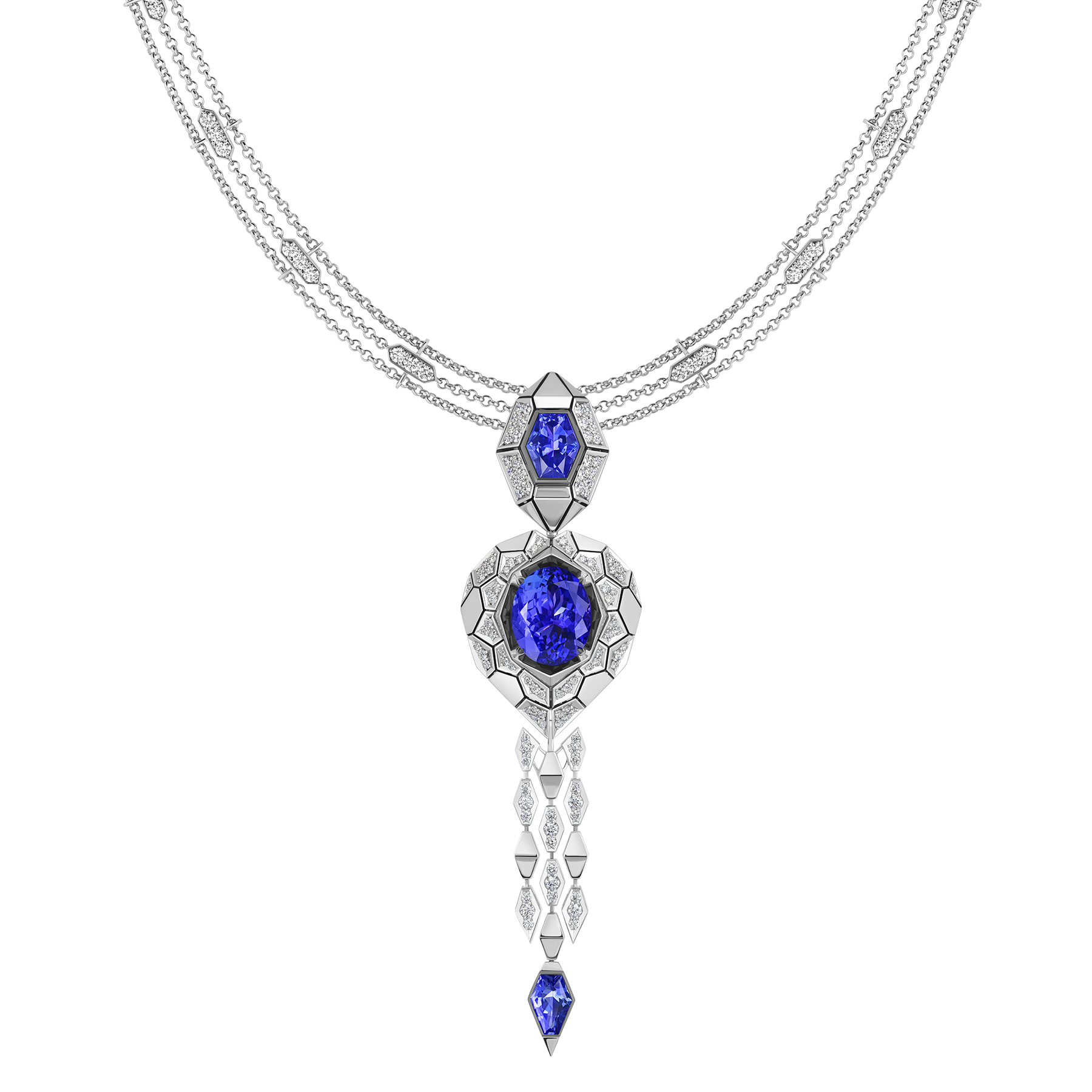 Сет с танзанитами и бриллиантами, белое золото, н.керамика