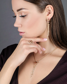 Серьги с рубинами и бриллиантами, красное золото, н.керамика