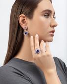 Серьги с сапфирами и бриллиантами, белое золото