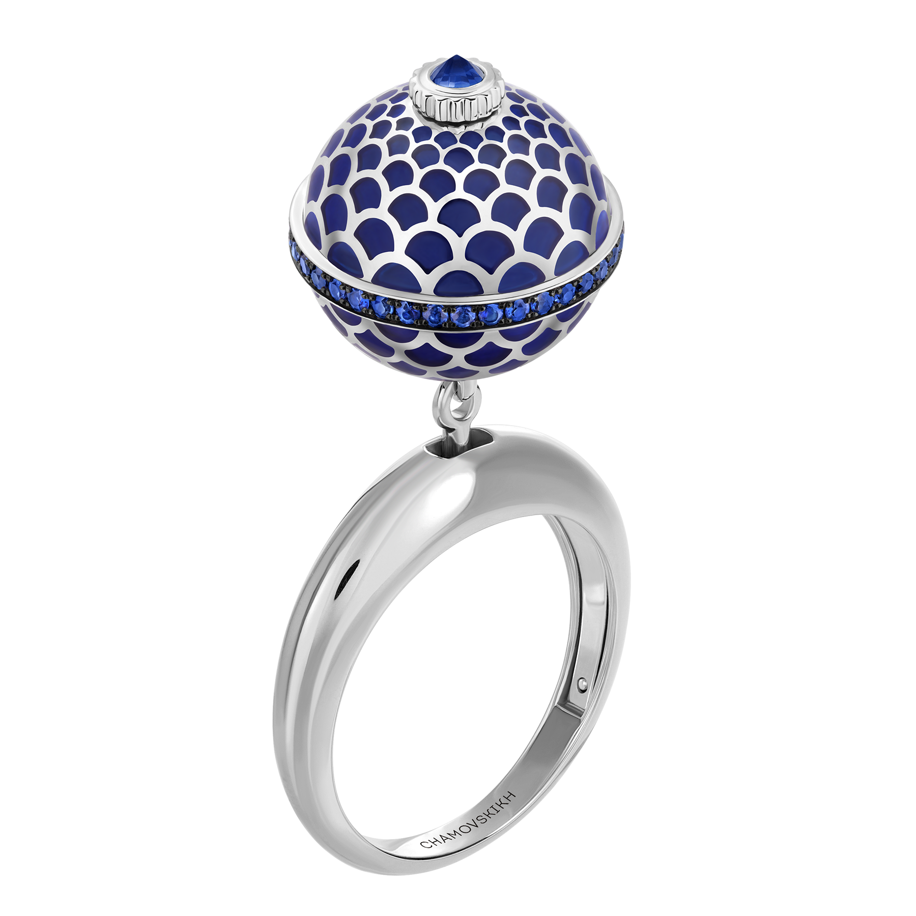 Кольцо с сапфирами, белое золото, н.керамика