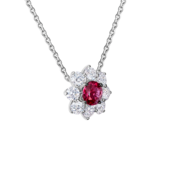 Колье с рубином и бриллиантами, белое золото