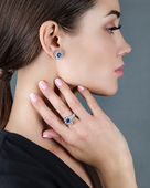 Пусеты с сапфирами и бриллиантами, белое золото