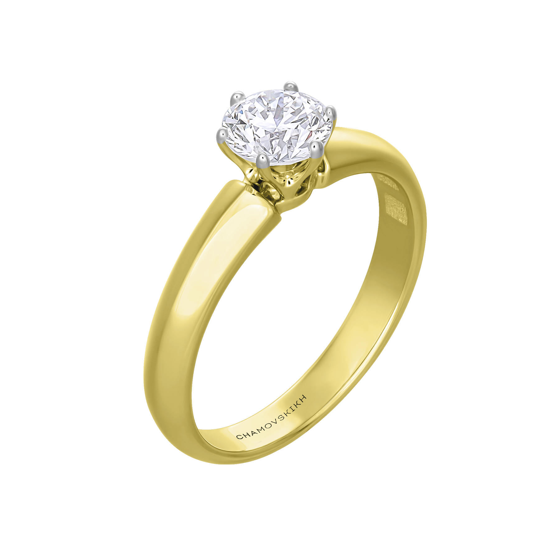 Кольцо с бриллиантом, жёлтое золото