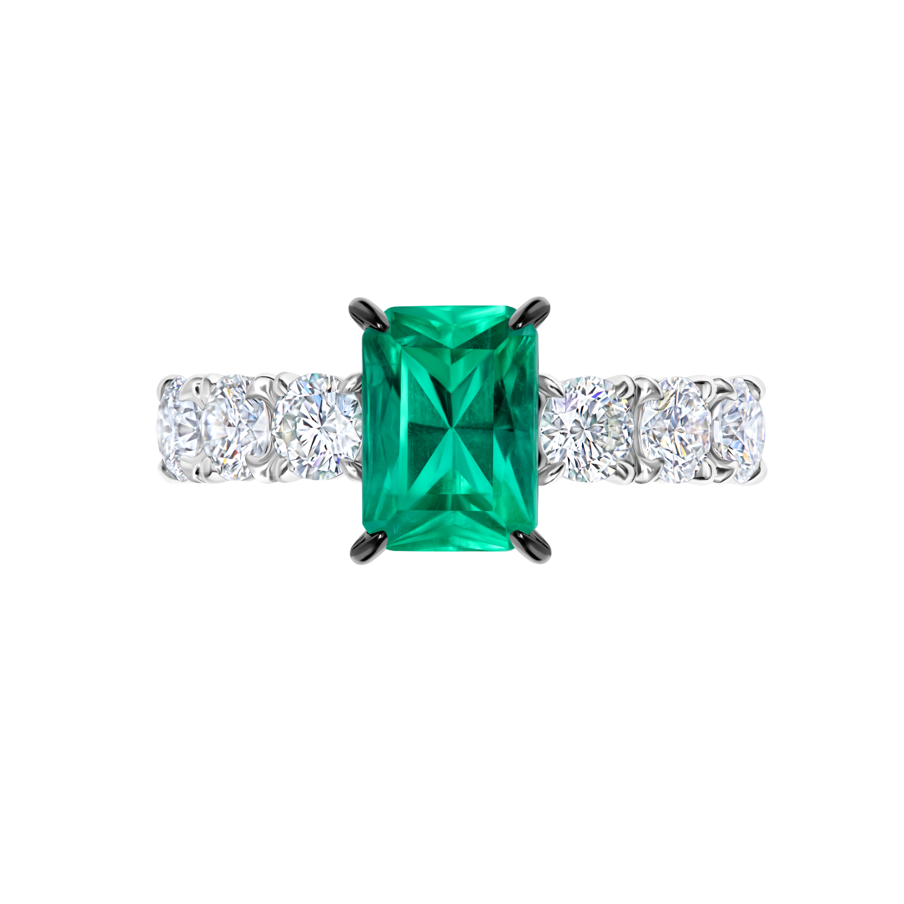 Кольцо с изумрудом и бриллиантами, платина