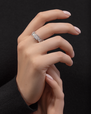 Кольцо с бриллиантами, белое золото 2