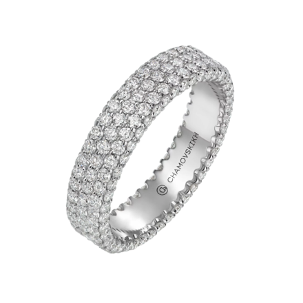 Обручальное кольцо с бриллиантами, белое золото