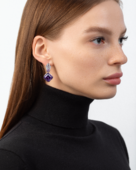 Серьги с аметистами и бриллиантами, белое золото