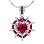 Подвес с рубинами и бриллиантами, белое и жёлтое золото