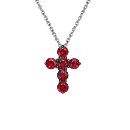 Колье с рубинами, белое золото