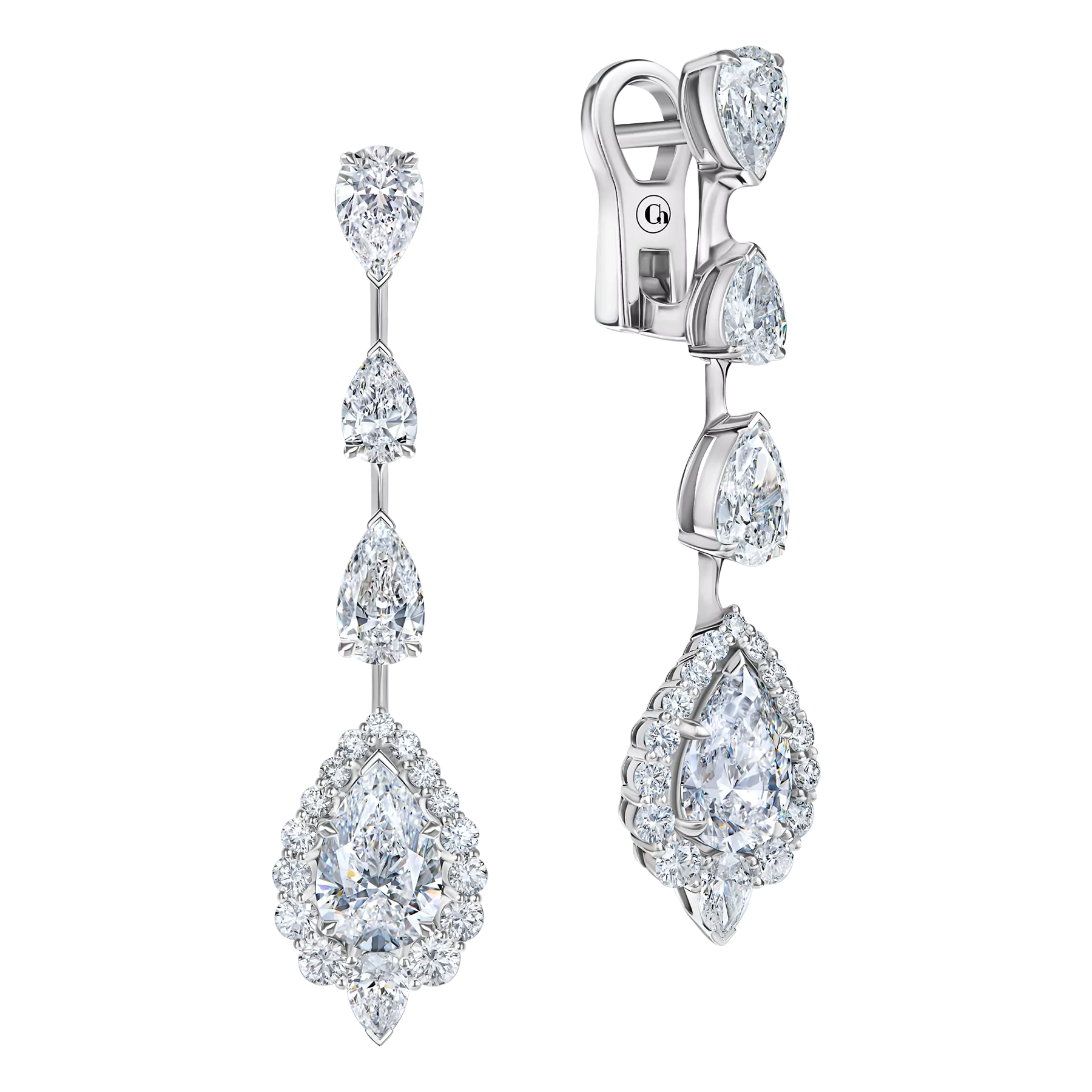 Серьги с бриллиантами, белое золото