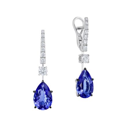 Серьги с танзанитами и бриллиантами, белое золото