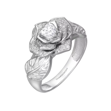 Помолвочное кольцо с бриллиантами, белое золото