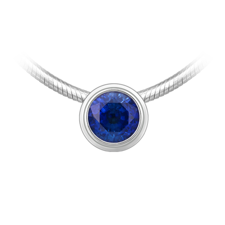 Колье с сапфиром, белое золото