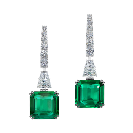 Серьги с изумрудами и бриллиантами, белое золото 2