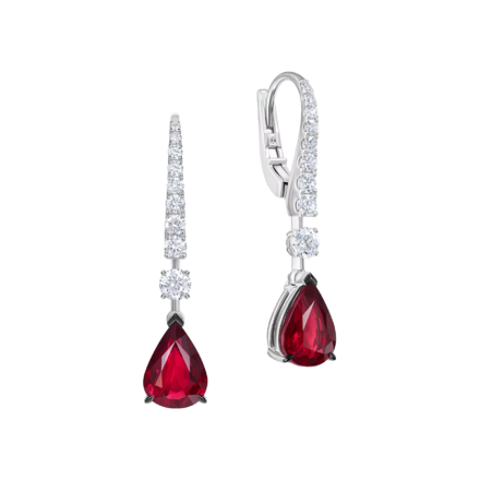 Серьги с рубинами и бриллиантами, белое золото