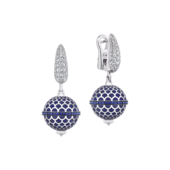 Серьги с сапфирами и бриллиантами, белое золото, н.керамика